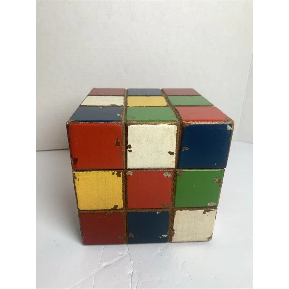 Rustic - Wooden - RUBIKS Cube - Storage‎ BOX - Home Decor Vintage Style
